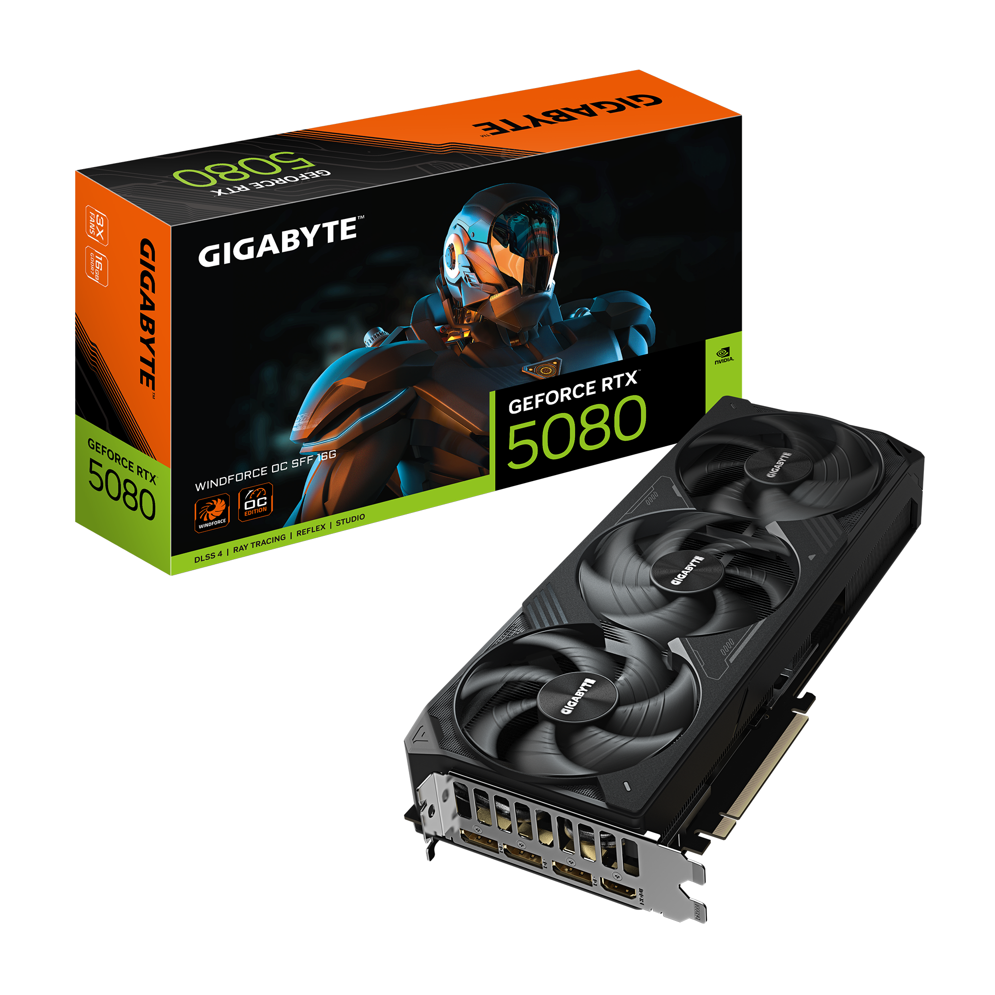 כ.מסך GIGABYTE GeForce RTX 5080 WINDFORCE OC SFF 16G